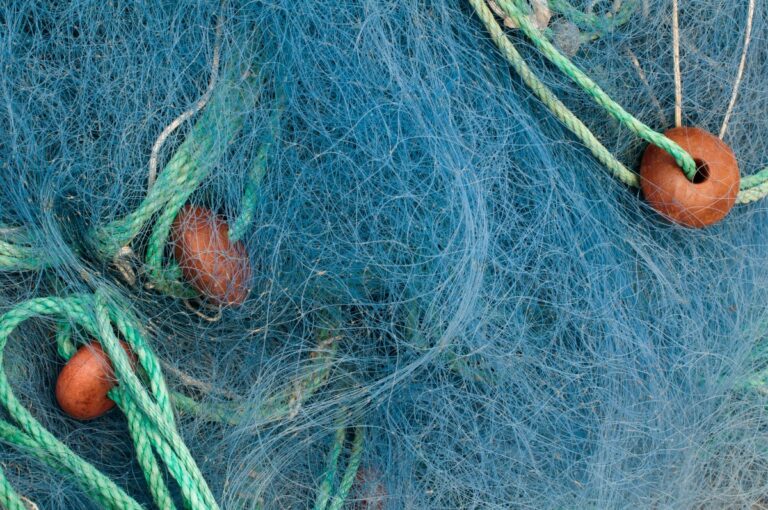 Plastic fishing nets with floaters.