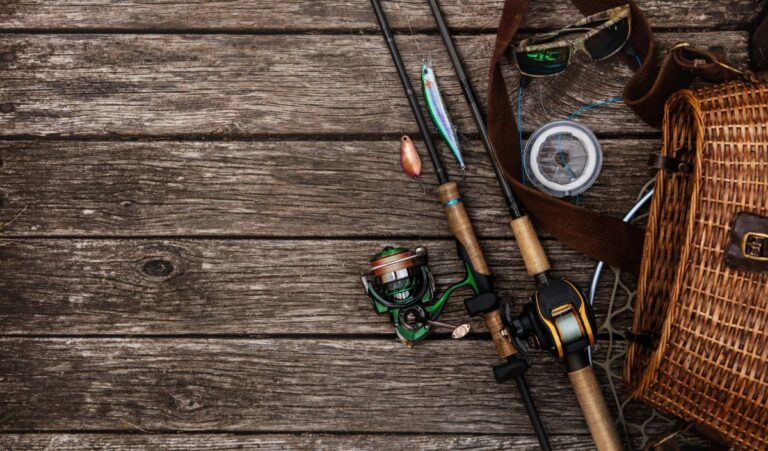 Two fishing rods with different type of reels.