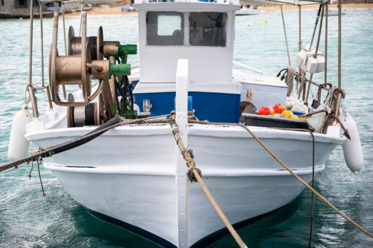 Fishing boat with different types of accessories.