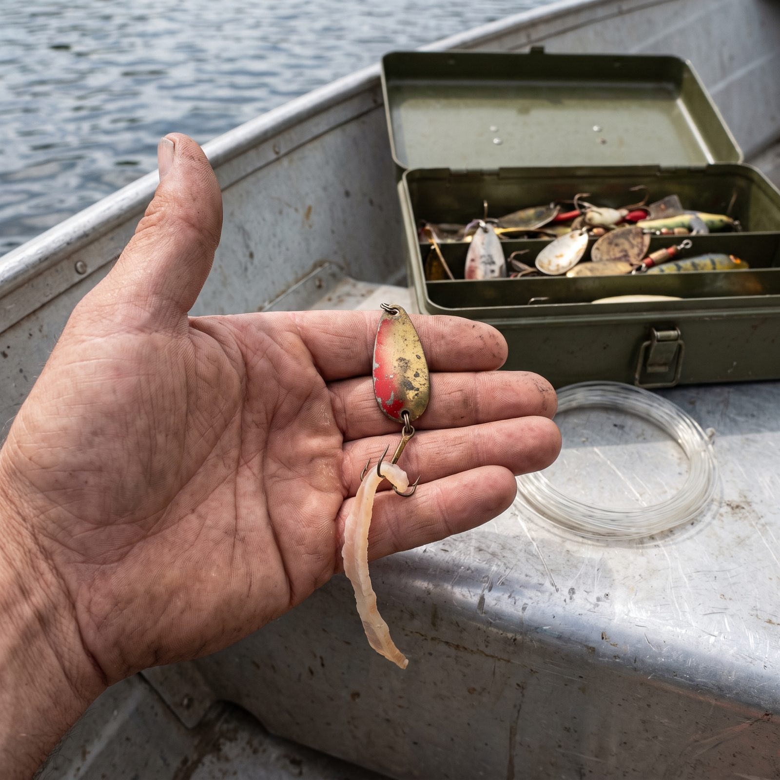 Add a Strip of Bacon Rind as a Tough Lure Trailer