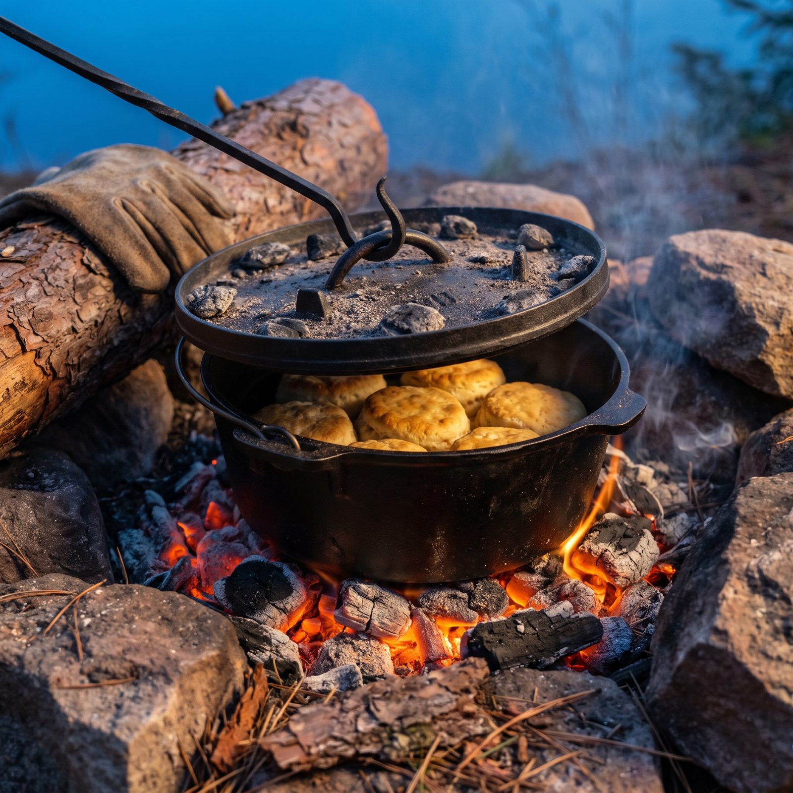 Baking Bread and Biscuits in a Dutch Oven Over Coals