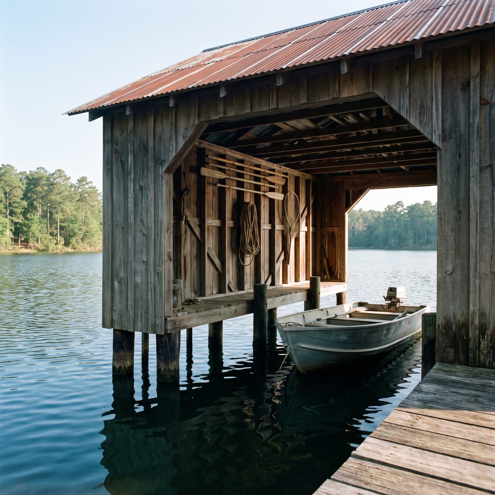 A Boat Shed Built Over the Water