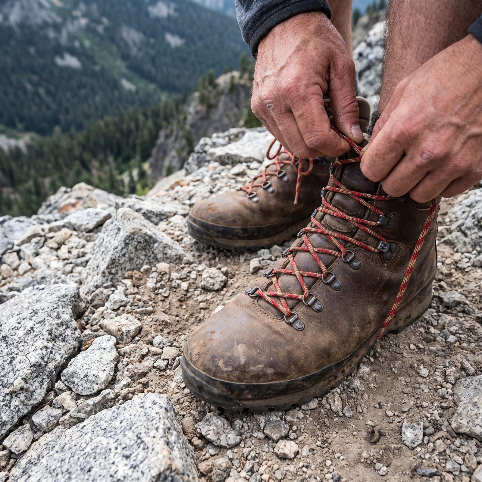 Boot Laces Get Reset Right Before a Long Descent
