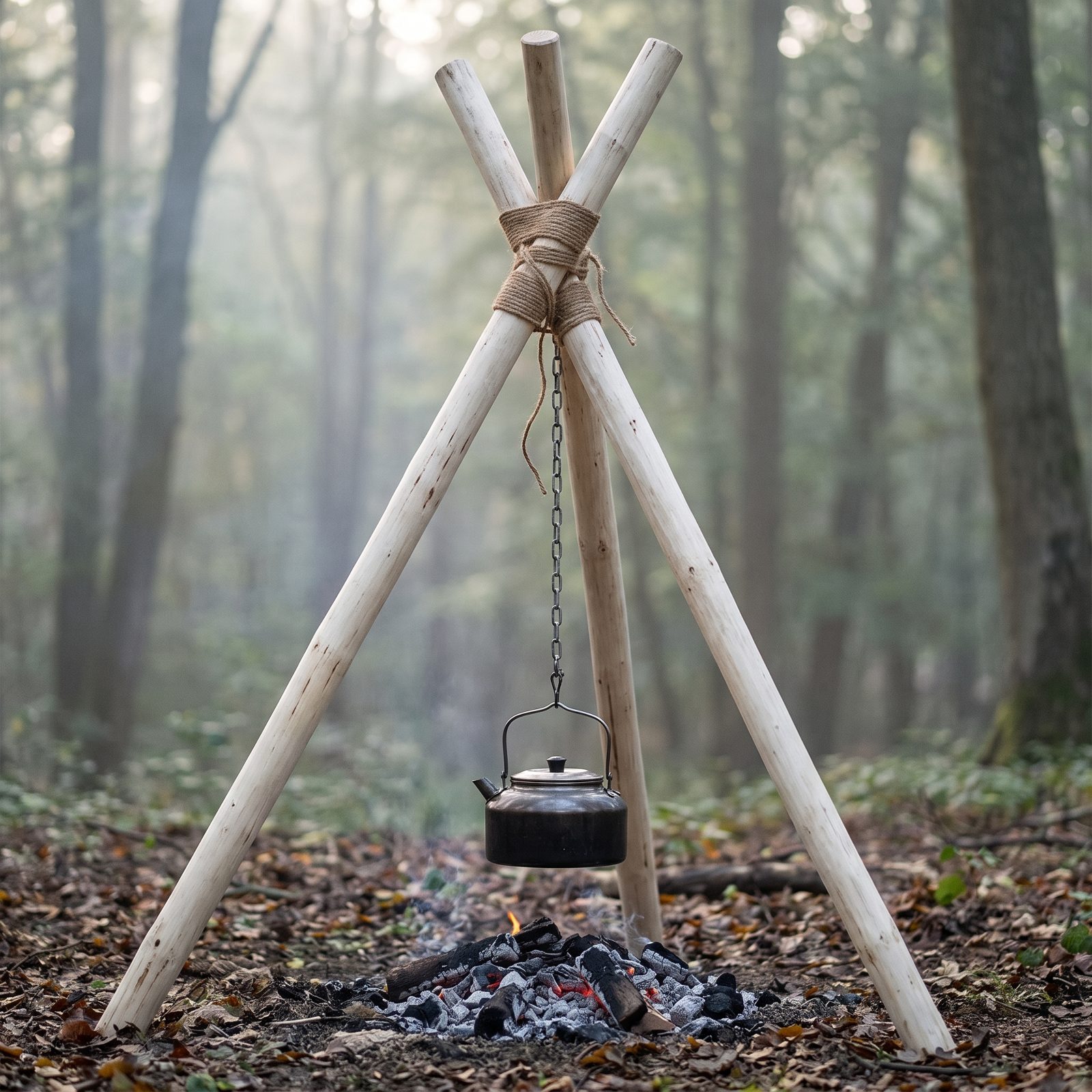 Building a Stable Cooking Tripod With Three-Pole Lashing