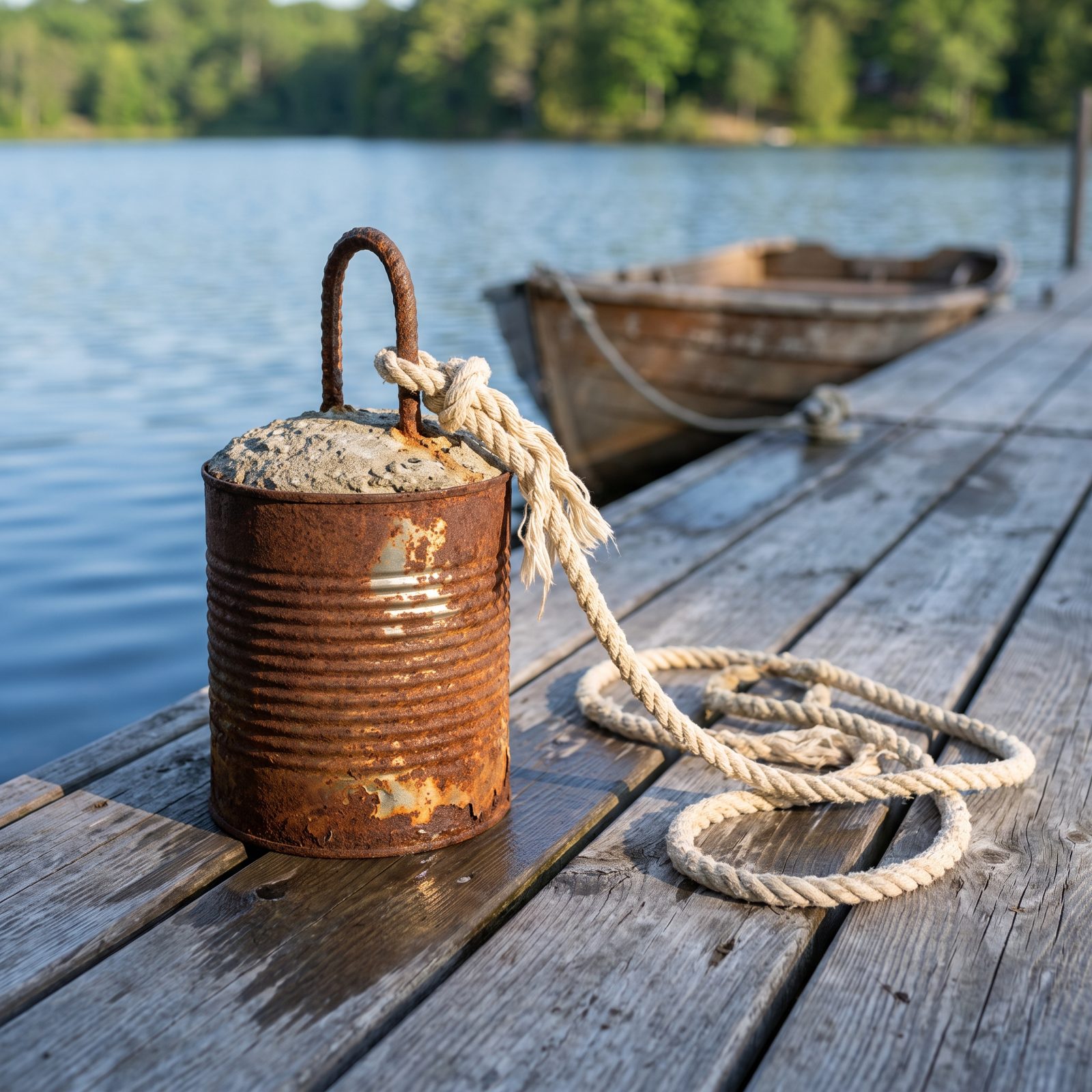 A Coffee-Can Anchor Filled With Concrete