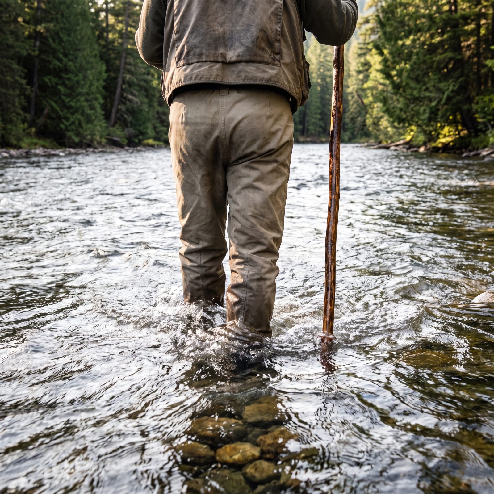 Crossing Current With a Sturdy Wading Staff