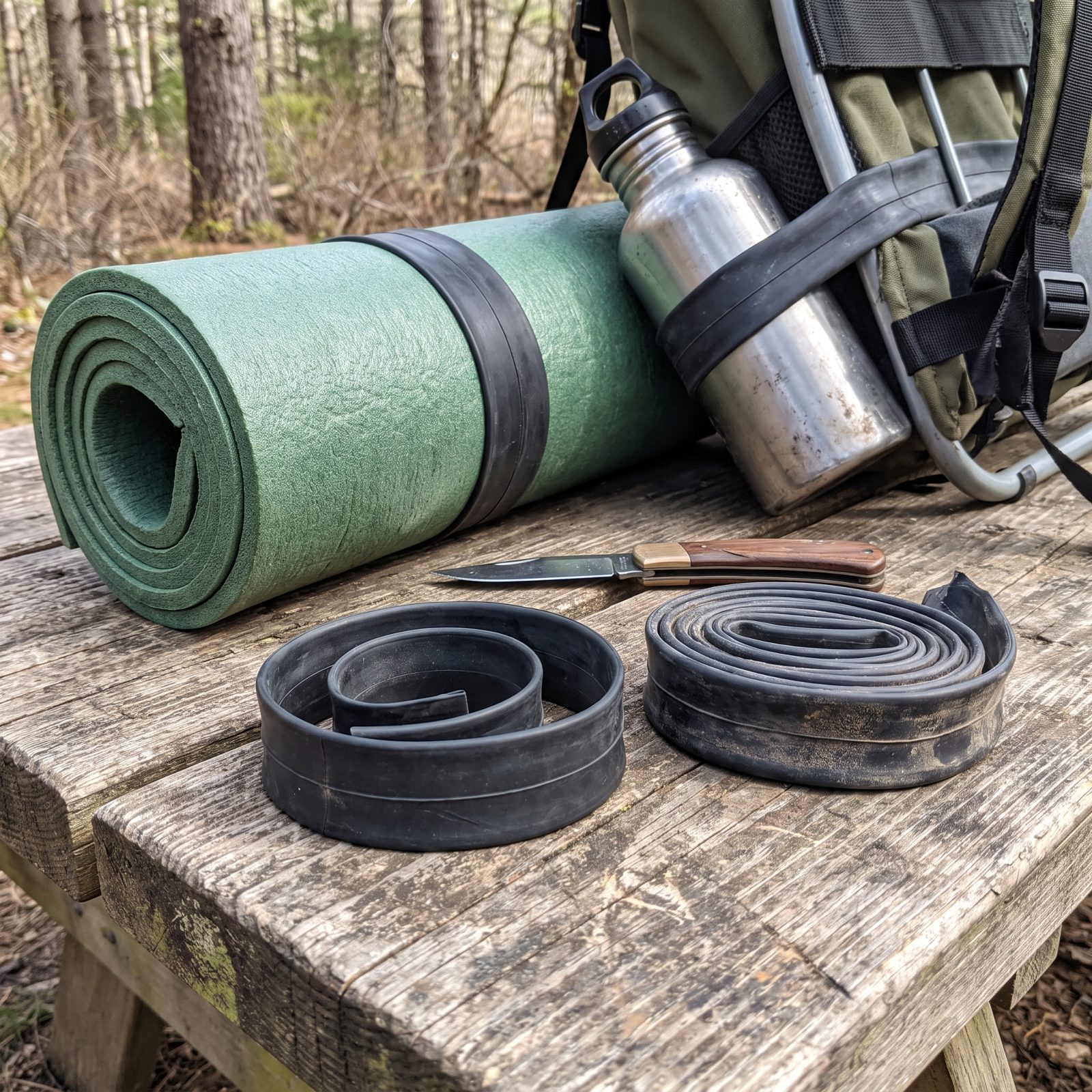 Cut Bicycle Inner-Tube Bands, Secure Loose Gear and Reinforce Field Repairs