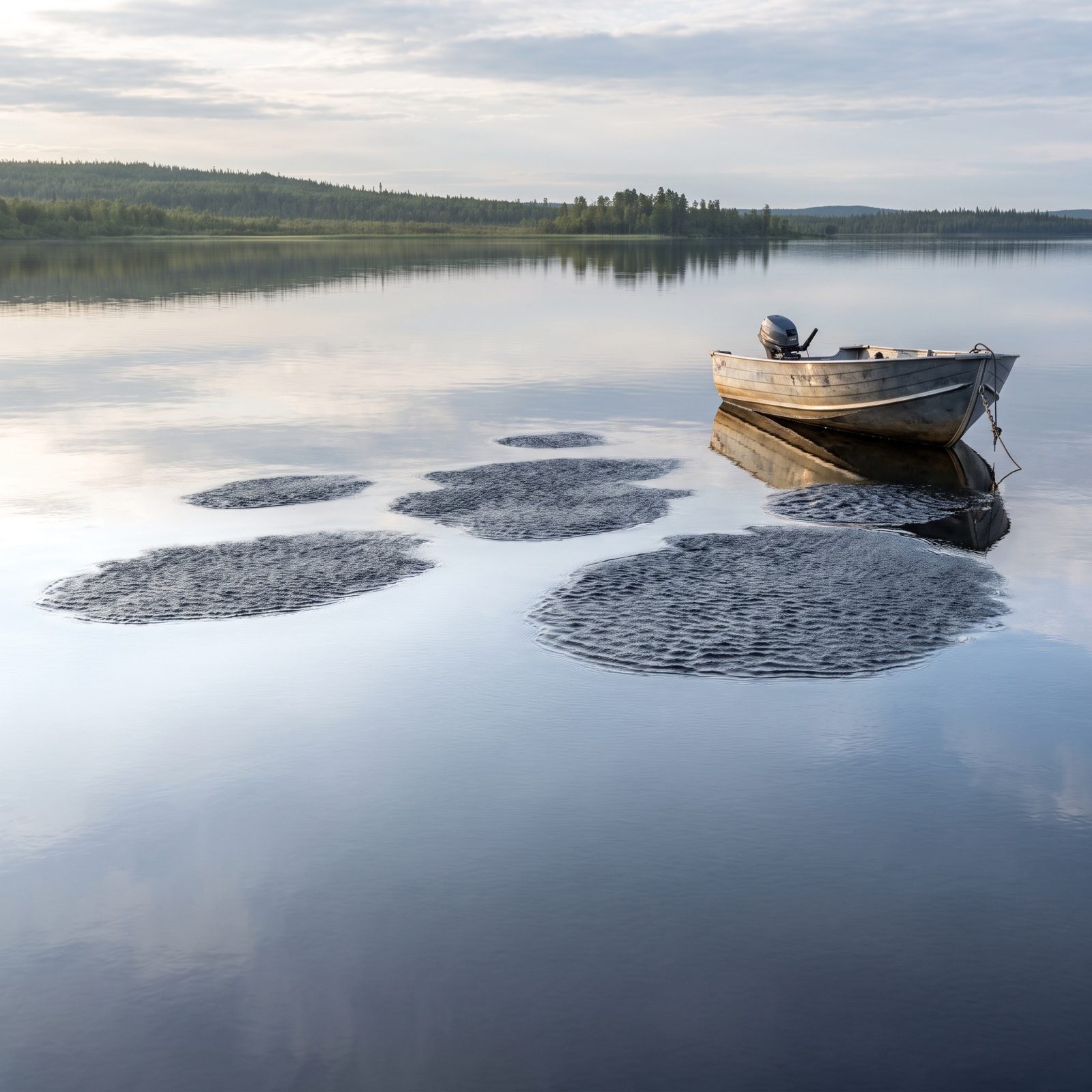 Dark Cat's-Paw Ripples Show Where Fresh Gusts Are Touching a Lake