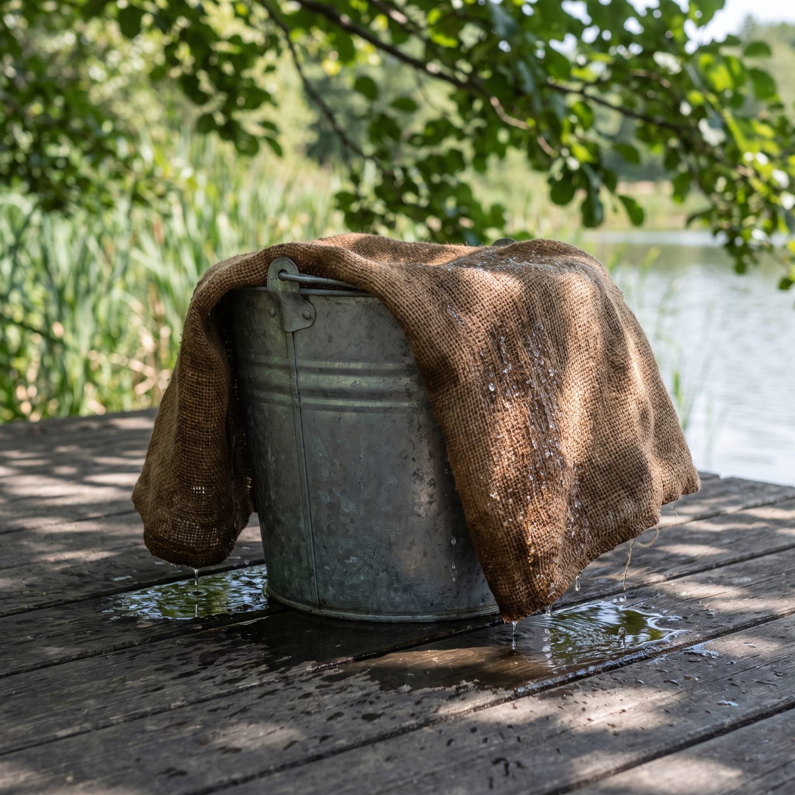 Drape Damp Burlap Over a Bait Bucket for Evaporative Cooling
