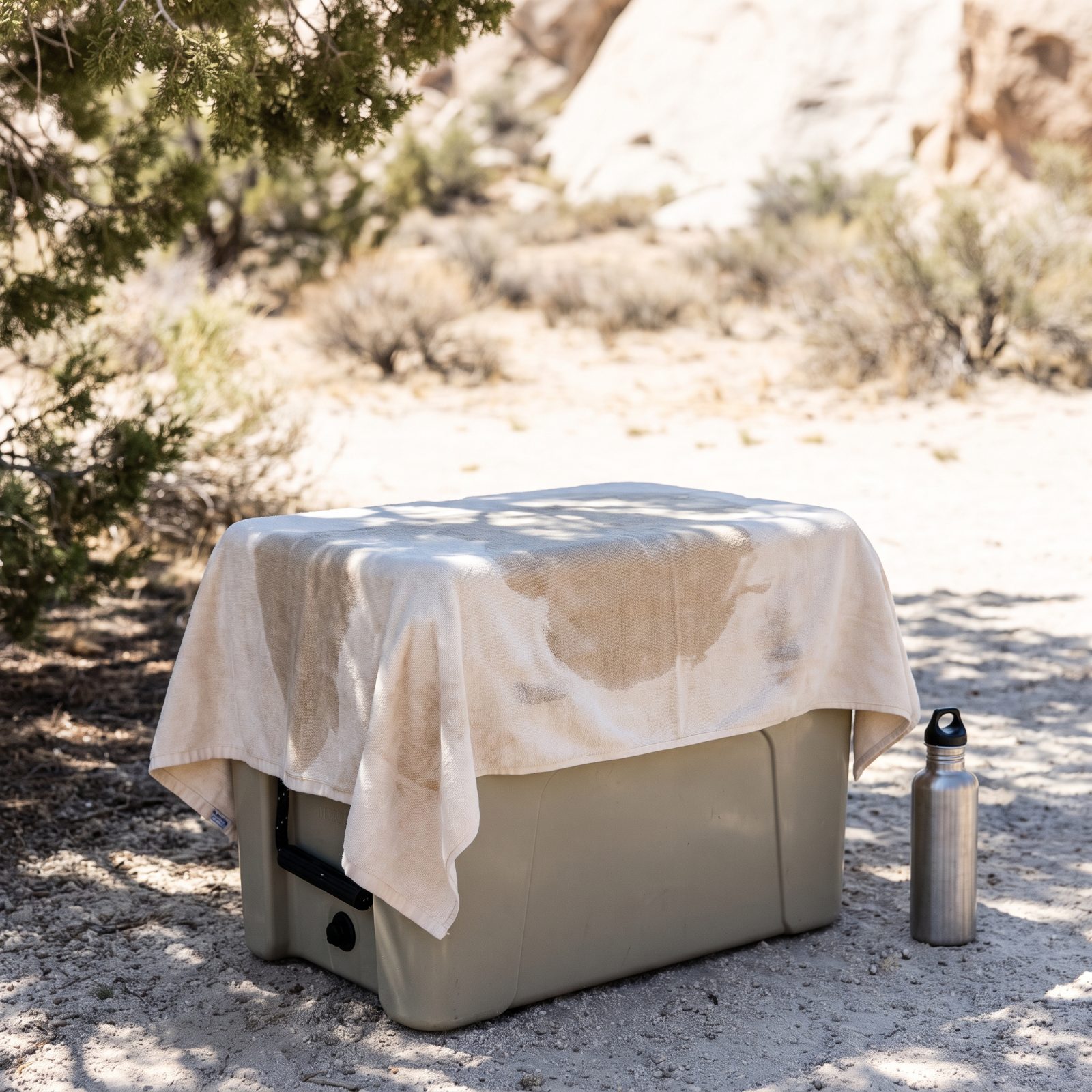 Drape a Damp Towel Over the Cooler in Dry Heat