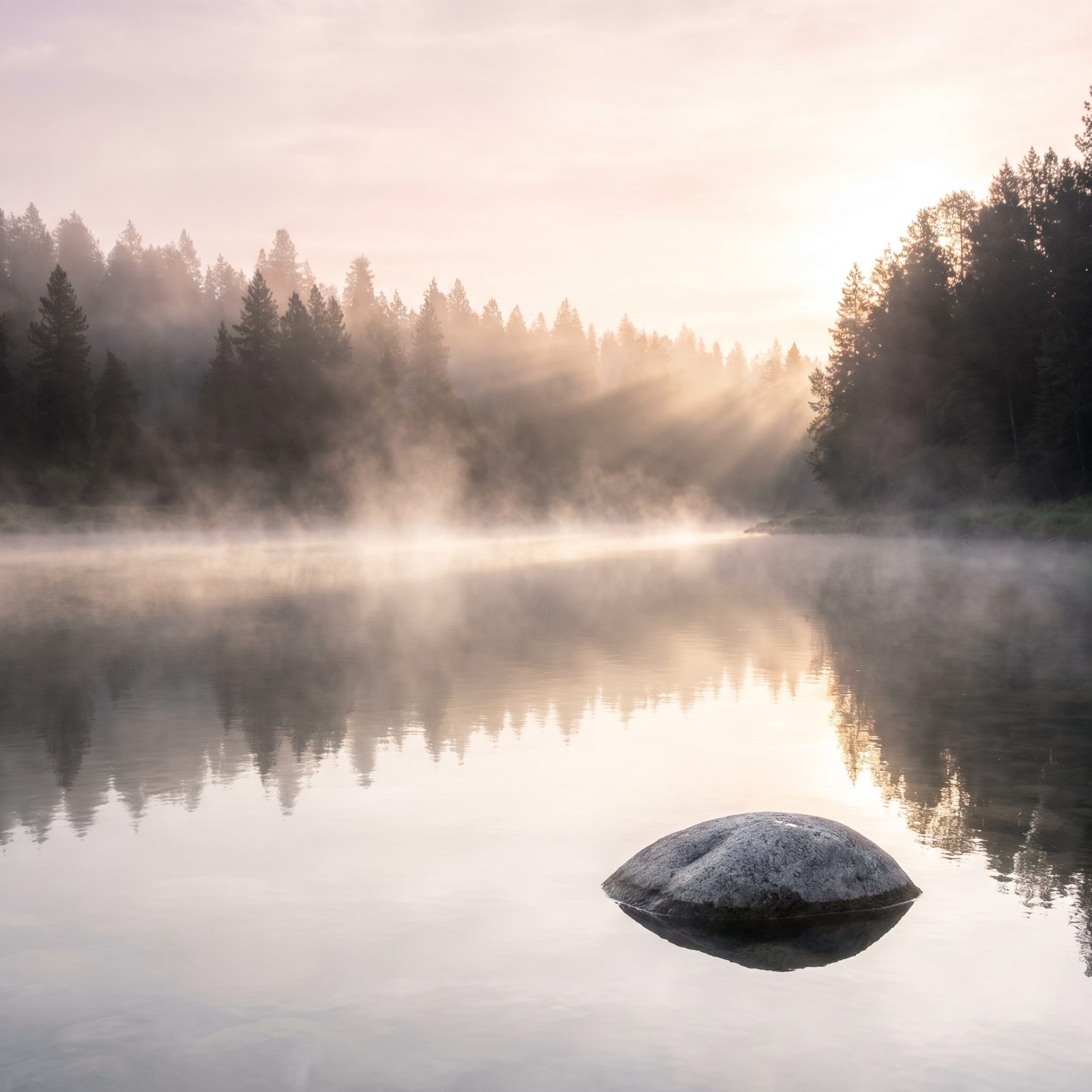 Early Mist Rising Off the Surface Feels Still and Almost Sacred