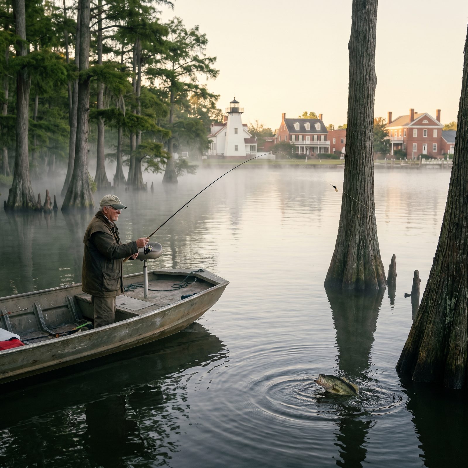 Edenton, North Carolina, Largemouth Bass and Striped Bass on Albemarle Sound