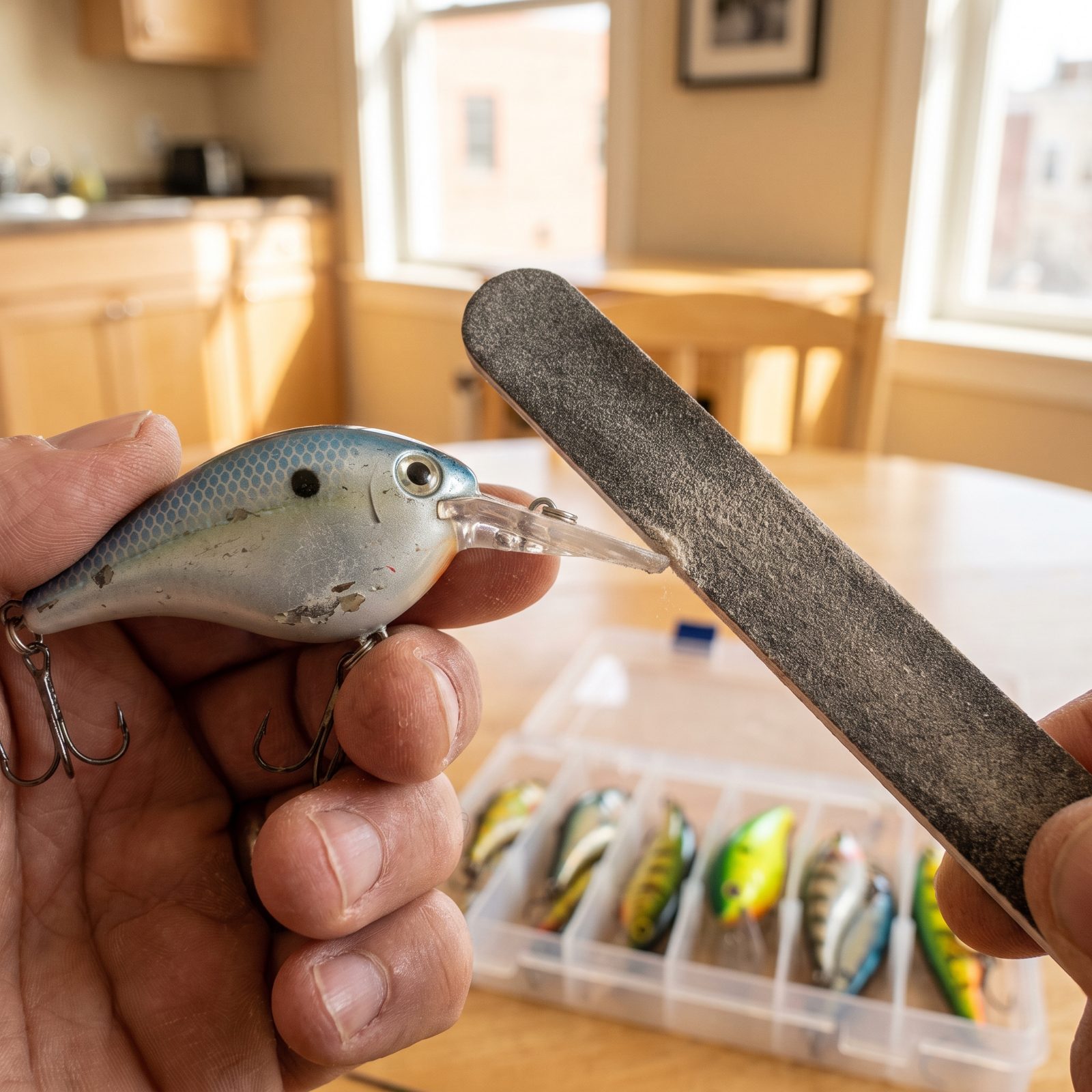 An Emery Board for Smoothing Rough Lure Bills