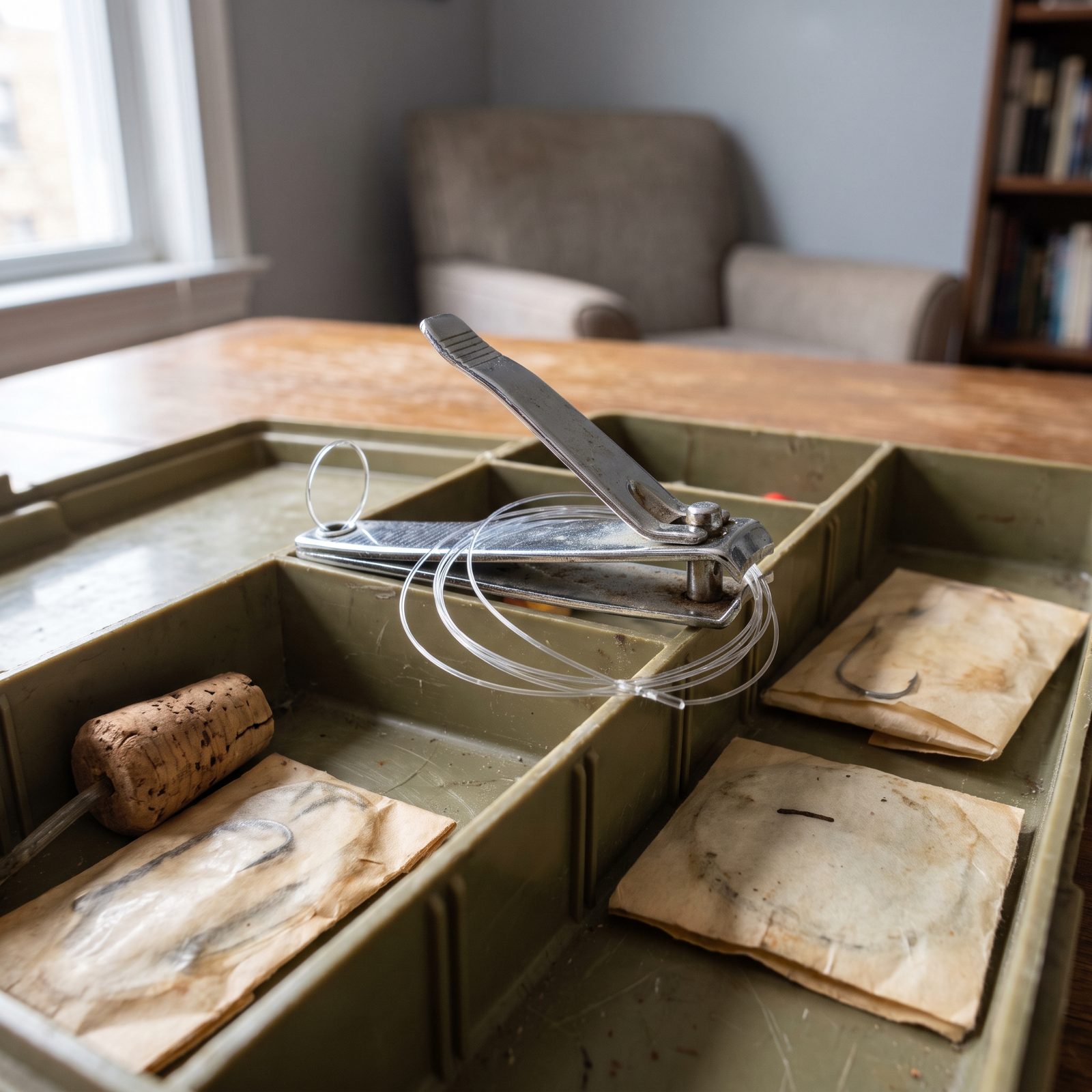 Fingernail Clippers Used as Line Cutters