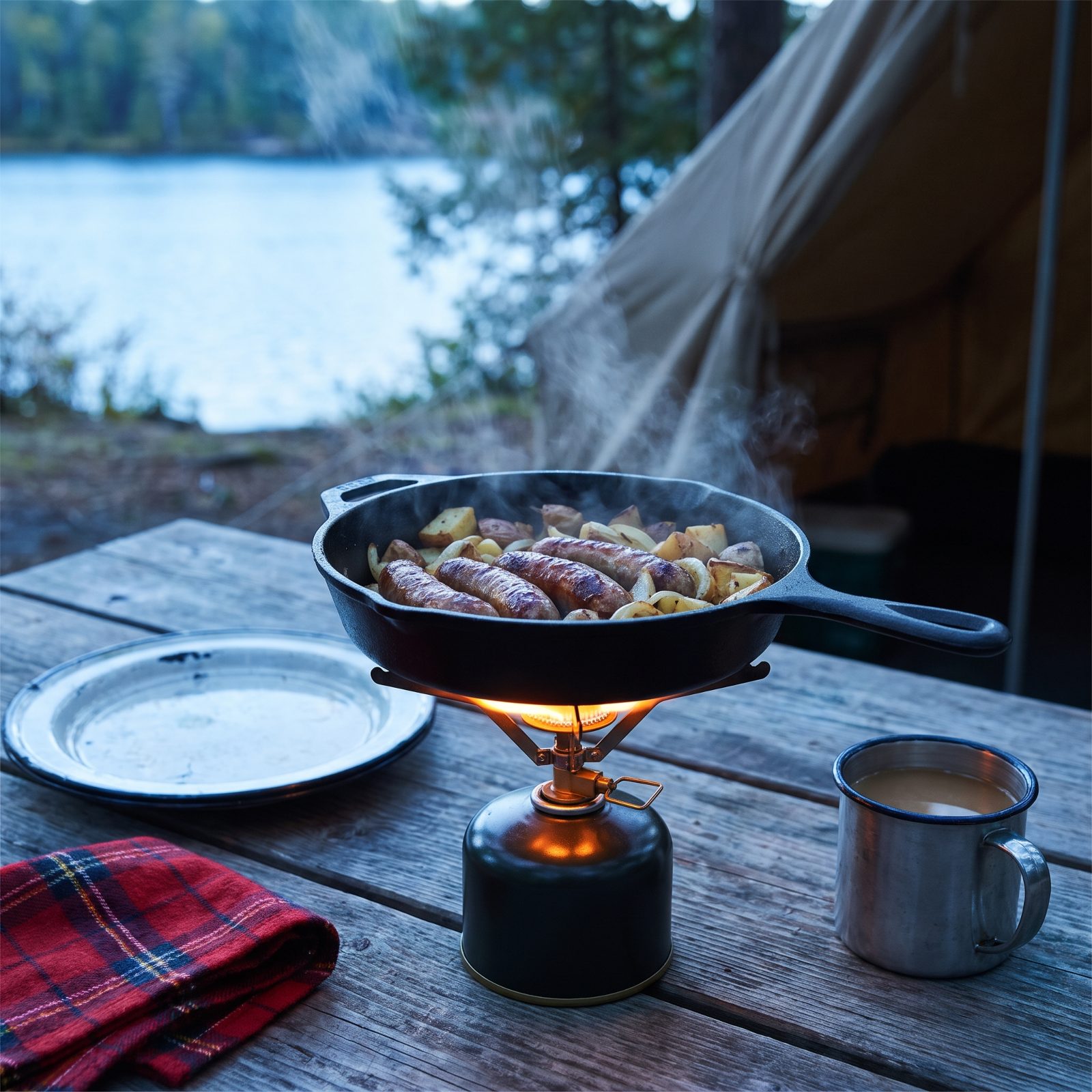 The First Hot Meal Back at Camp