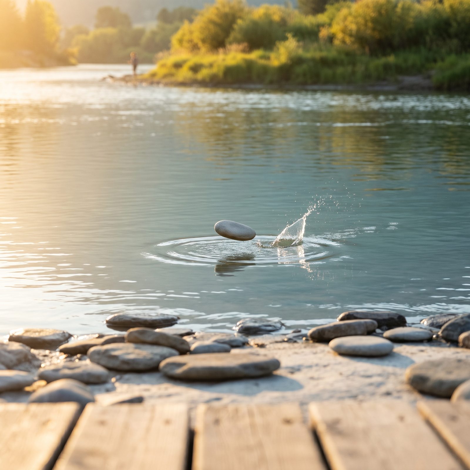 Fishing or Skipping Stones Gives Idle Hands a Quiet Purpose