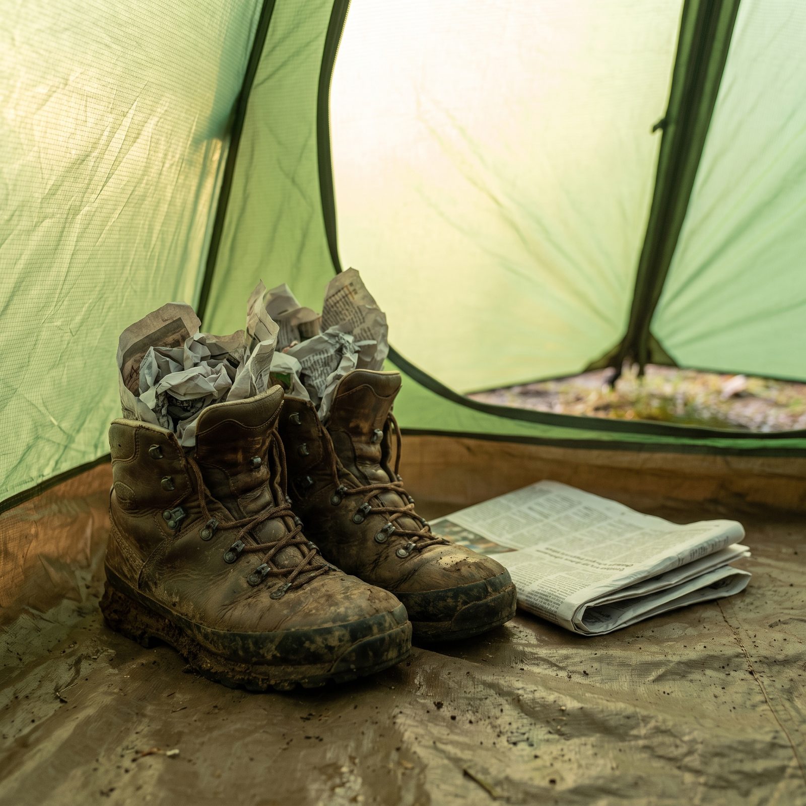 Folded Newspaper Sheets, Draw Moisture From Boots Overnight