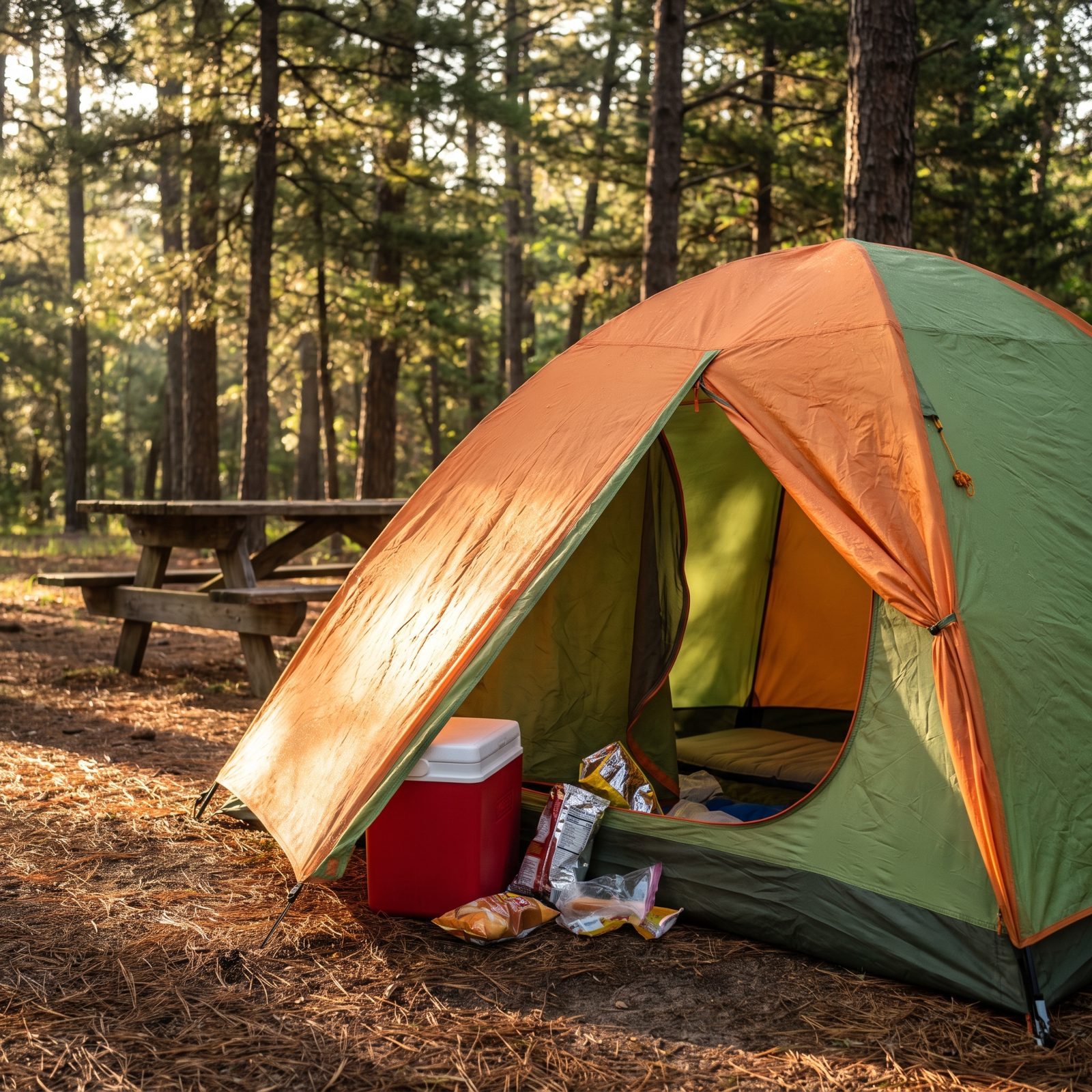 Food Is Visible Inside an Unattended Tent