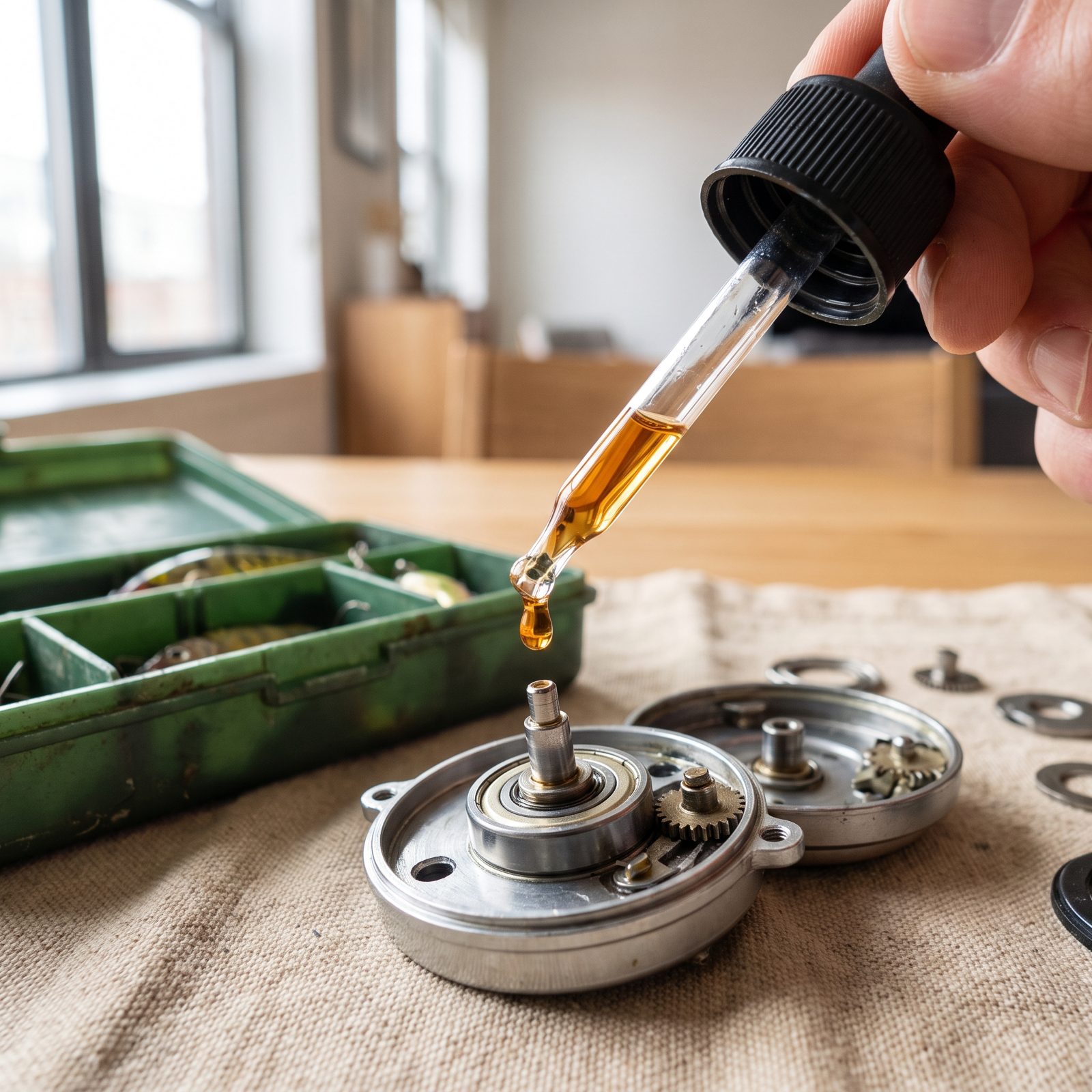 A Glass Eyedropper for Applying Reel Oil Precisely