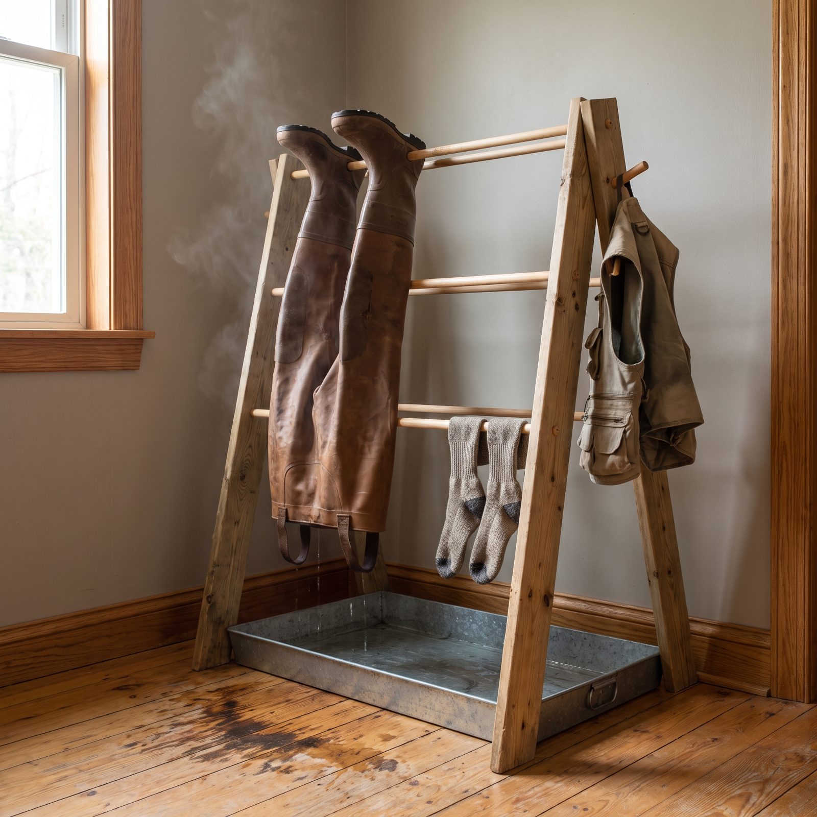 A Handmade Rack for Drying Hip Waders