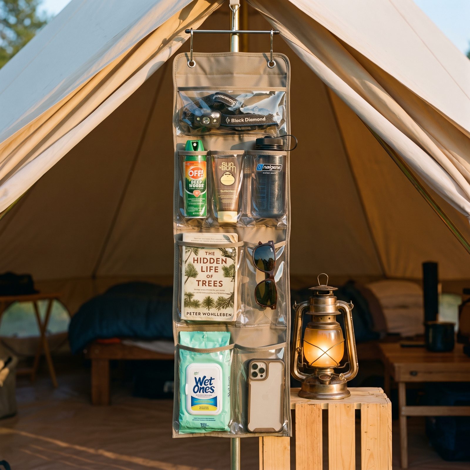Hang a Shoe Organizer From a Canopy for Bedtime Supplies