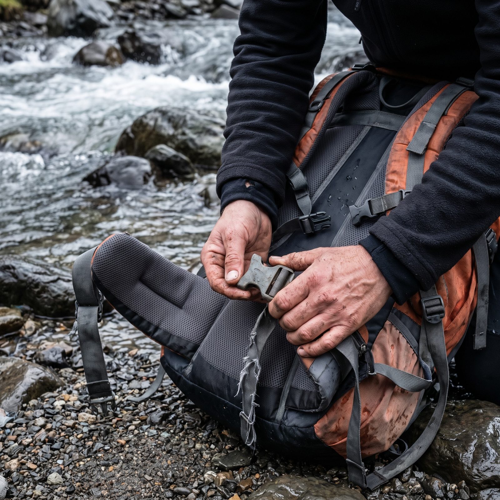 Hip and Sternum Straps Release Before Entering Moving Water