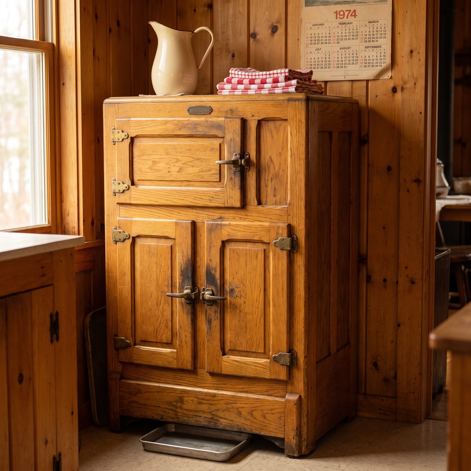 An Icebox With a Block-Ice Compartment