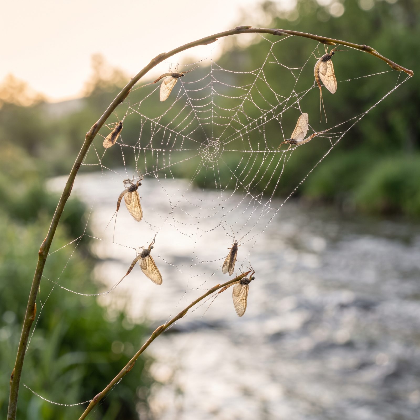Inspect Streamside Spiderwebs to Learn Which Insects Are Hatching