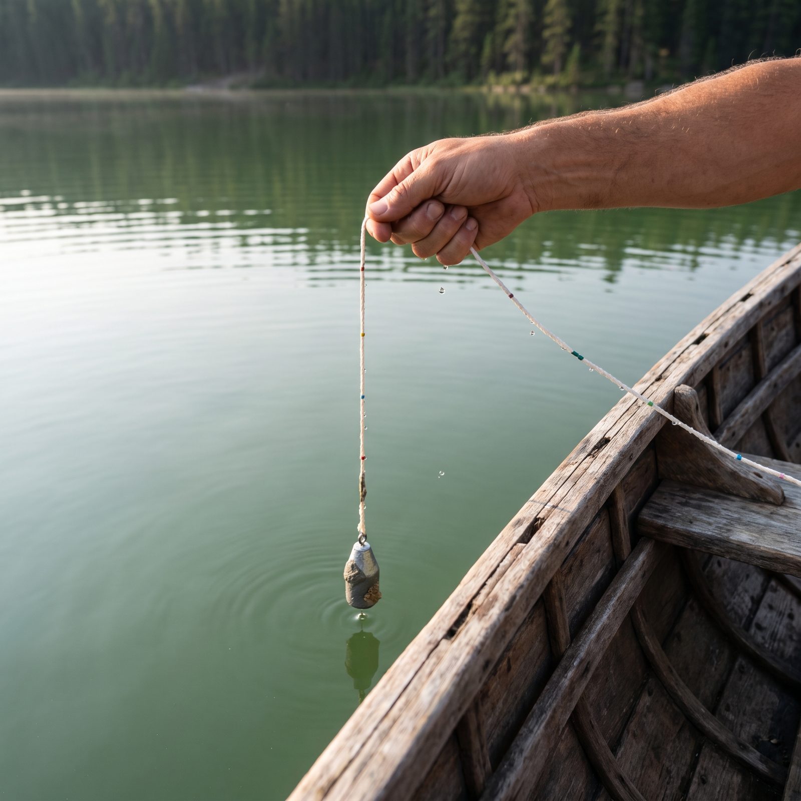 Judging Water Depth and Bottom Type With a Weighted Line