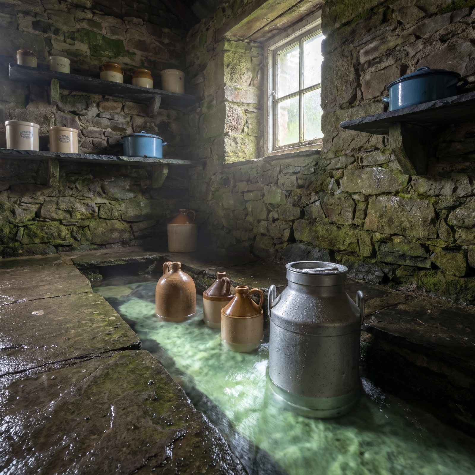 Keeping Milk and Meat Cold in a Spring House or Root Cellar