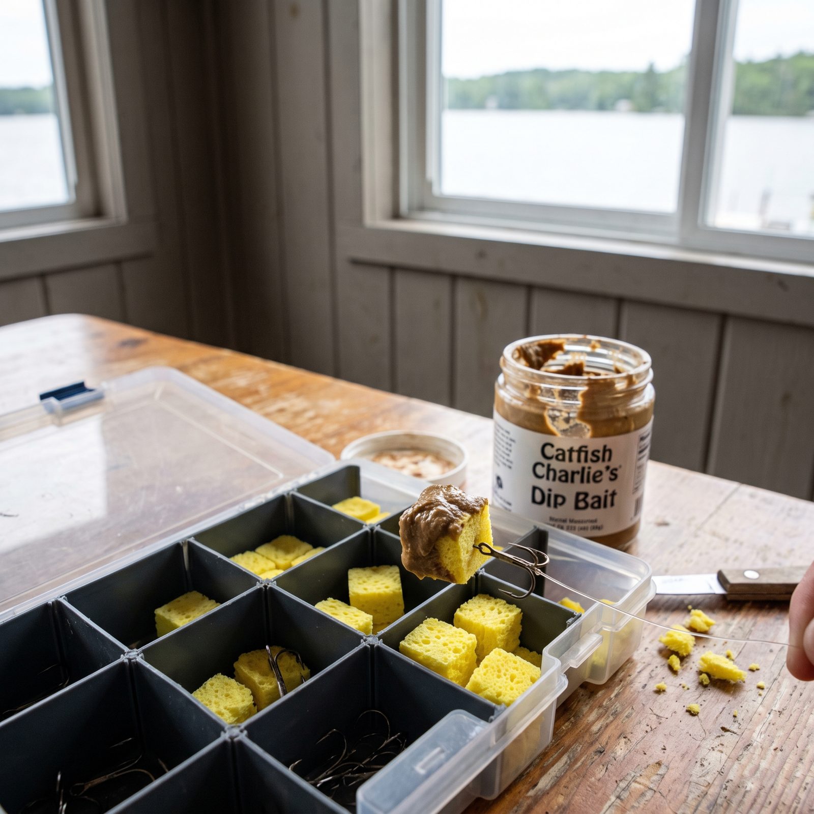 Kitchen Sponge Cubes for Holding Dip Bait