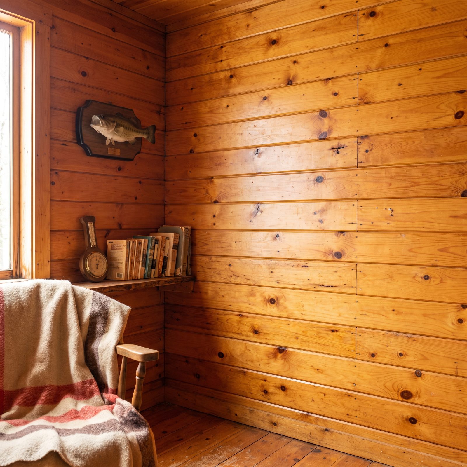 Knotty Pine Walls From Floor to Ceiling