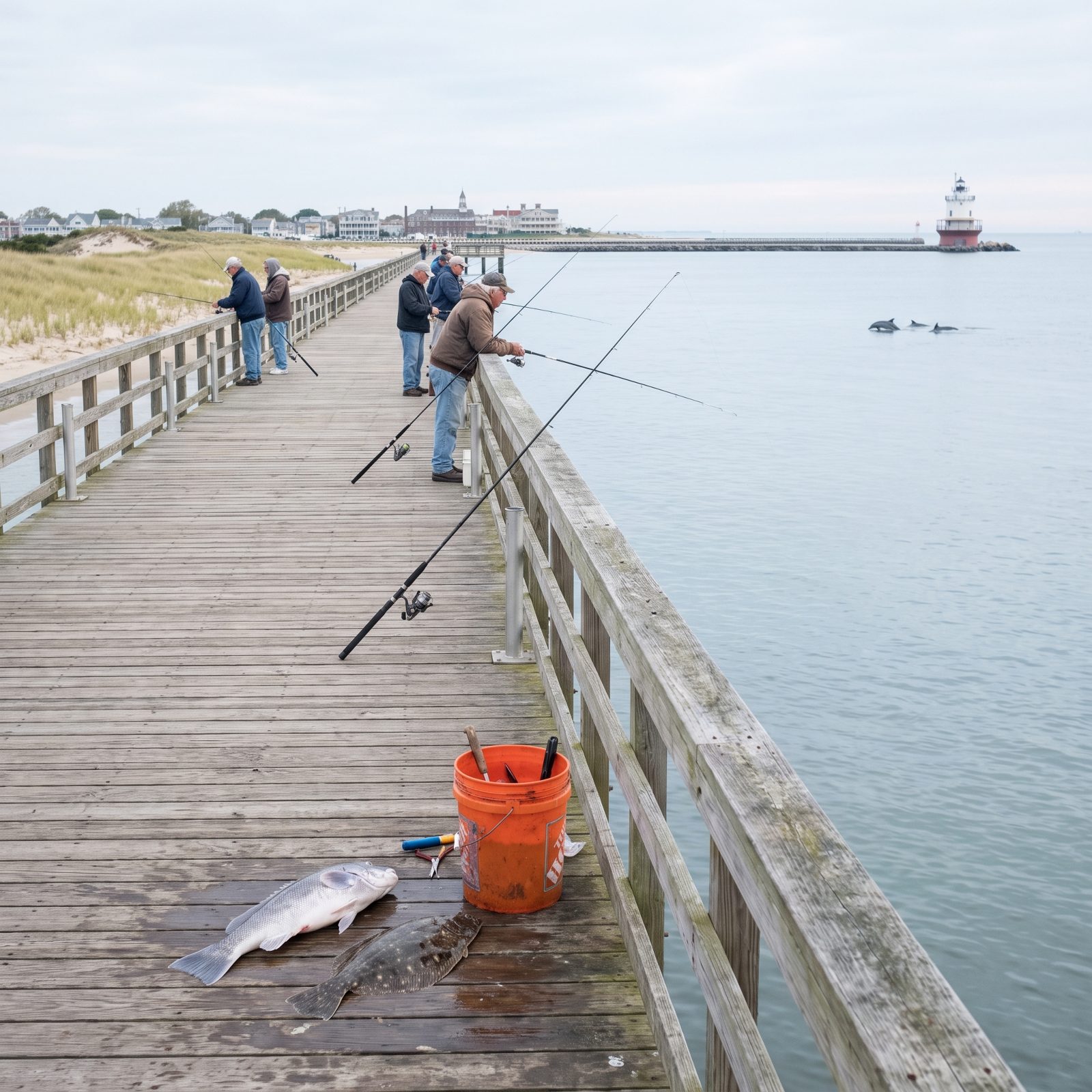 Lewes, Delaware, Delaware Bay Fishing Beside Cape Henlopen