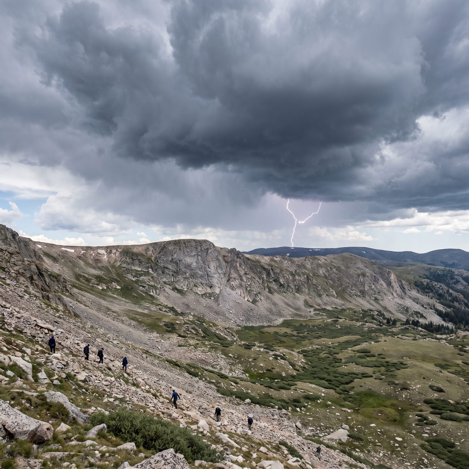 Lightning Sends the Group Downward and Spaced Apart