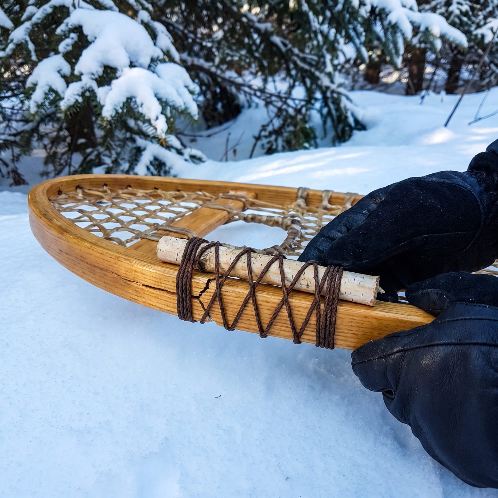 Making a Functional Snowshoe Repair With Cord and Wood