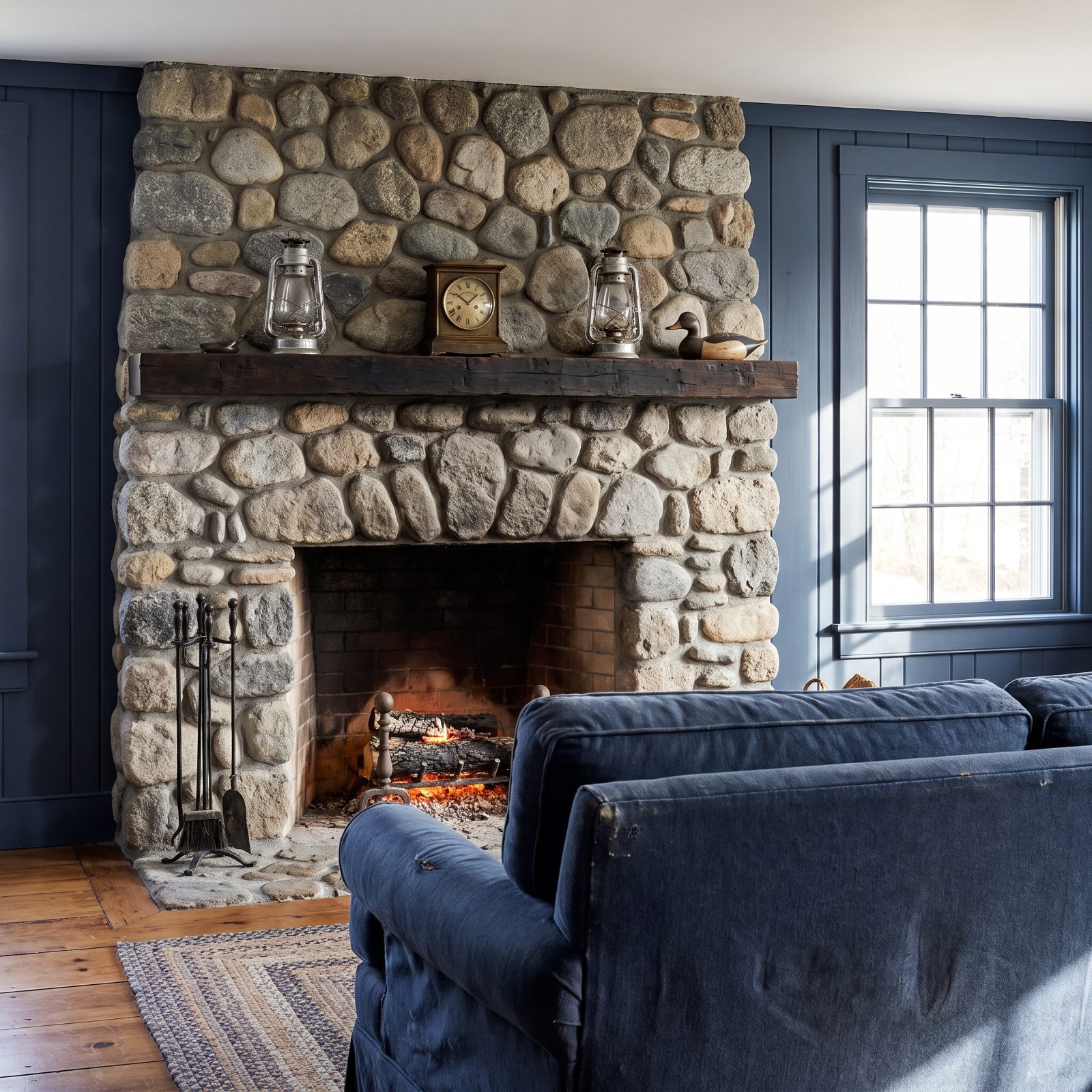 The Massive Fieldstone Fireplace