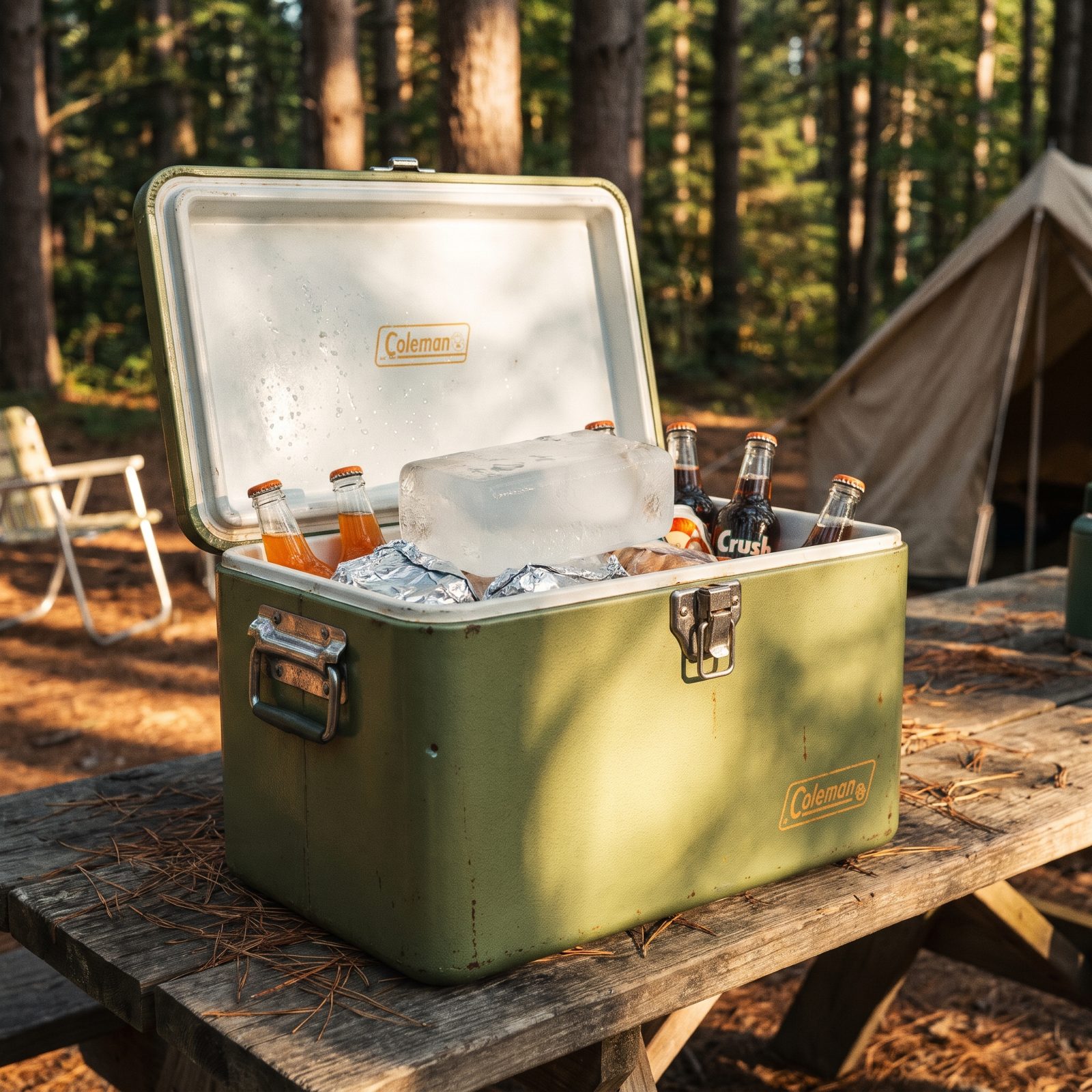The Metal Coleman Cooler and Its Block of Ice