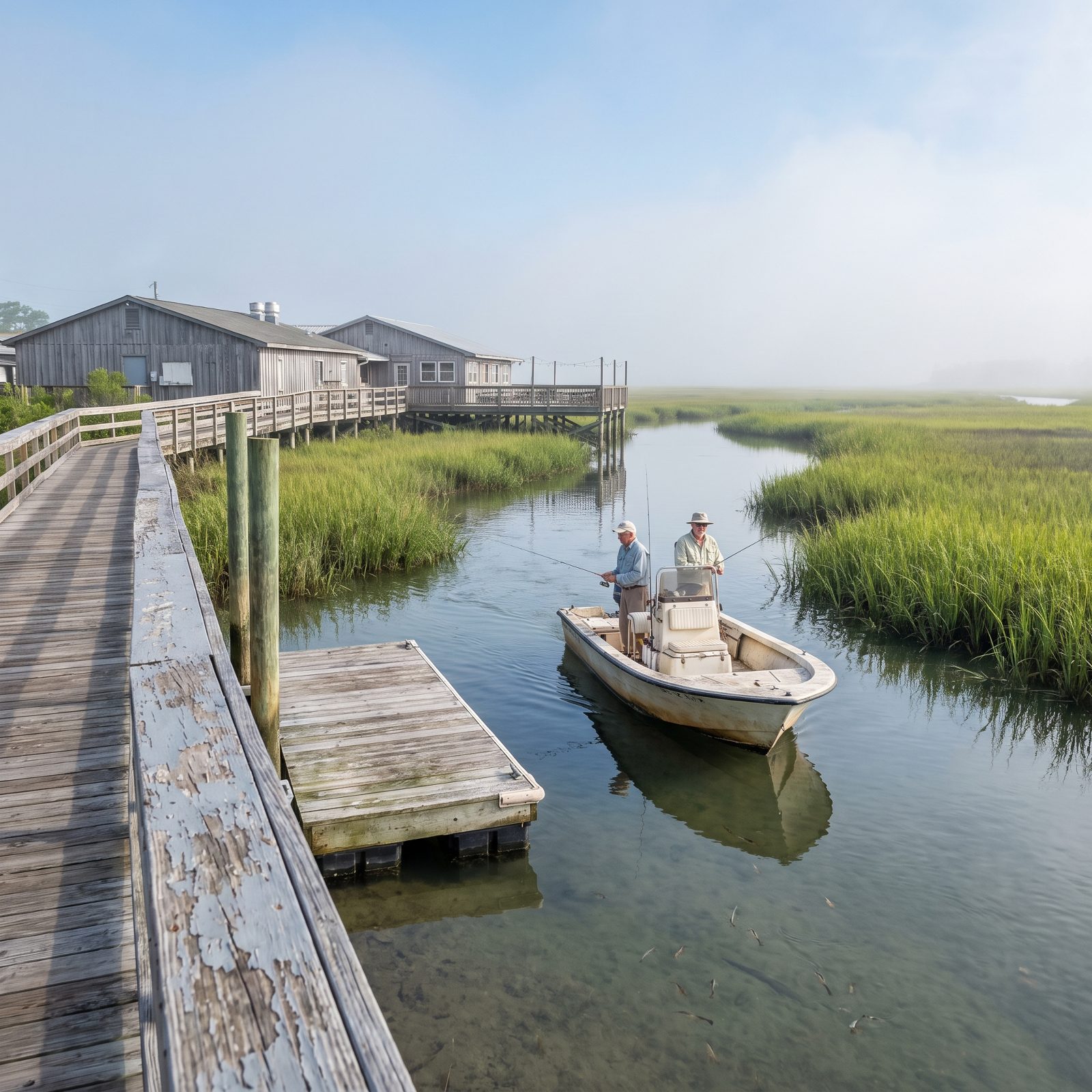 Murrells Inlet, South Carolina, Creek Fishing Beside the MarshWalk