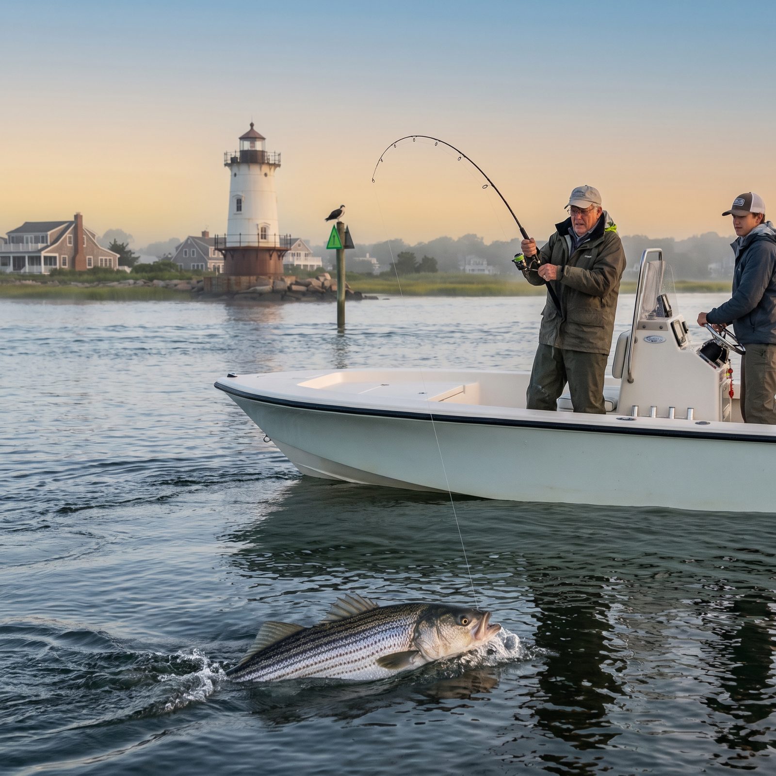 Old Saybrook, Connecticut, Striped Bass at the Mouth of the Connecticut River