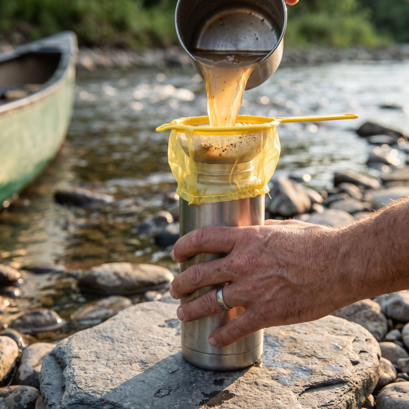 A Paint-Strainer Bag That Pre-Filters Silt From Scooped Water