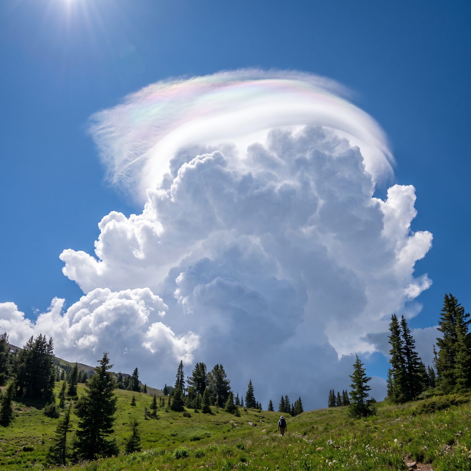 A Pileus Cap Above a Cumulus Tower Shows Explosive Upward Growth