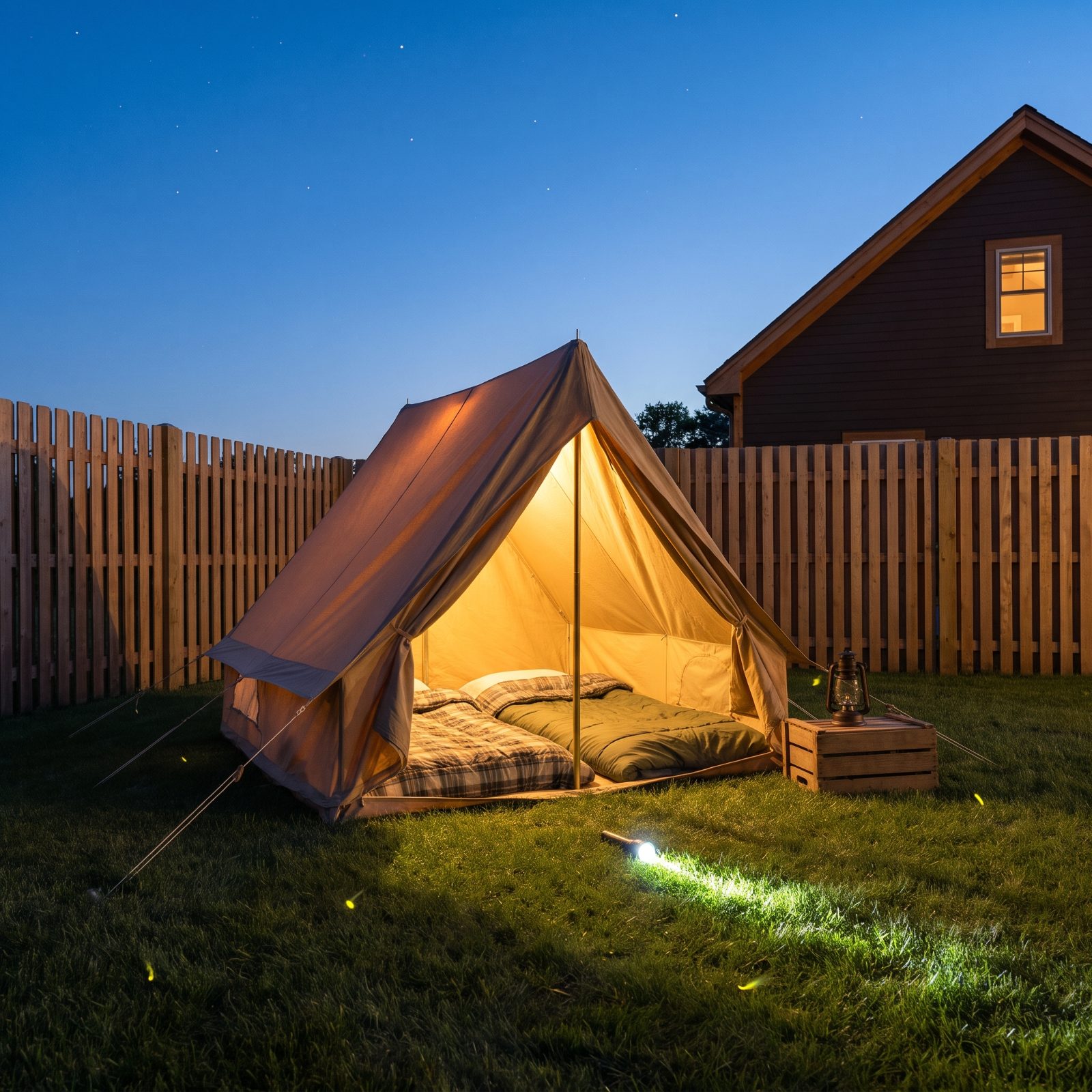 Pitching a Tent and Sleeping Out in the Backyard