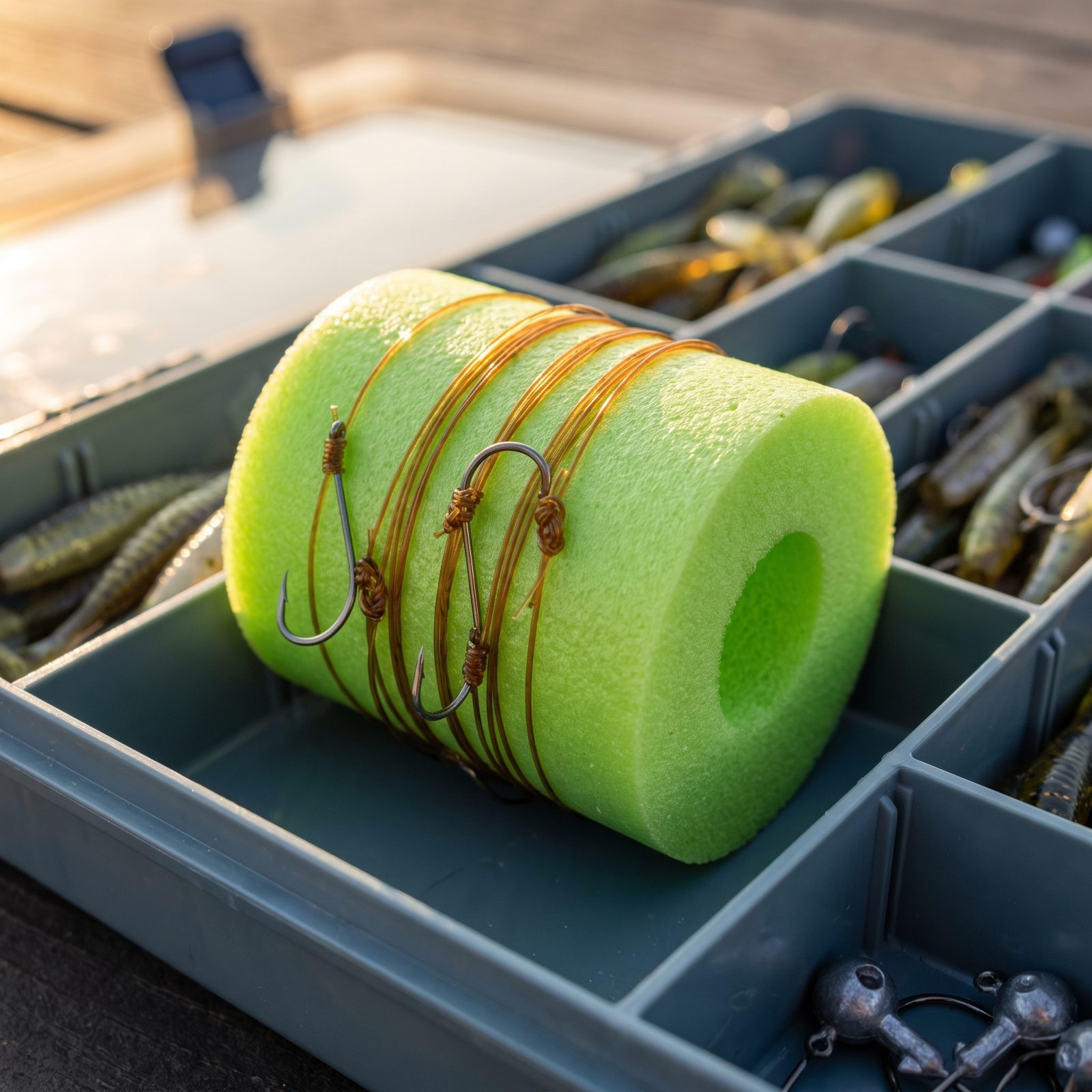 A Pool Noodle Slice for Storing Pre-Tied Rigs
