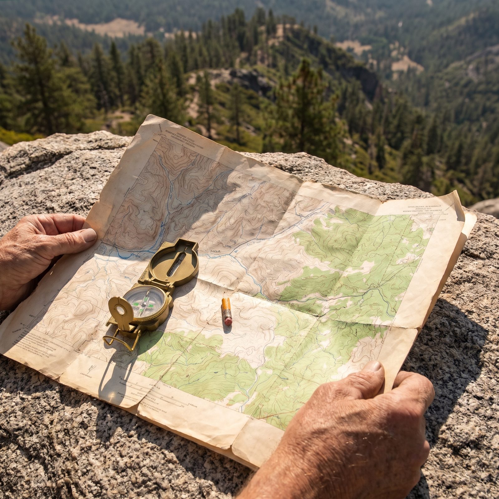 Reading a Paper Map and Turning It to Match the Land