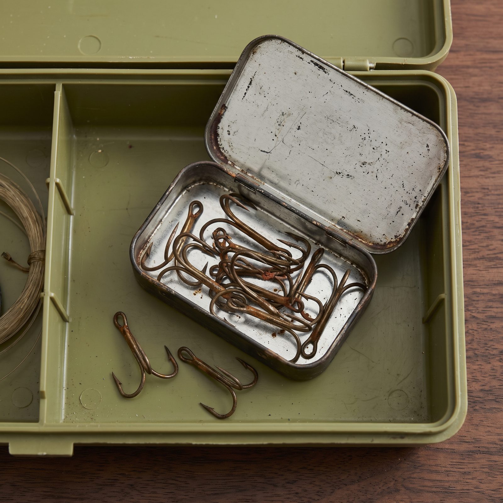 Replacement Treble Hooks Rattling in a Hinged Metal Tin