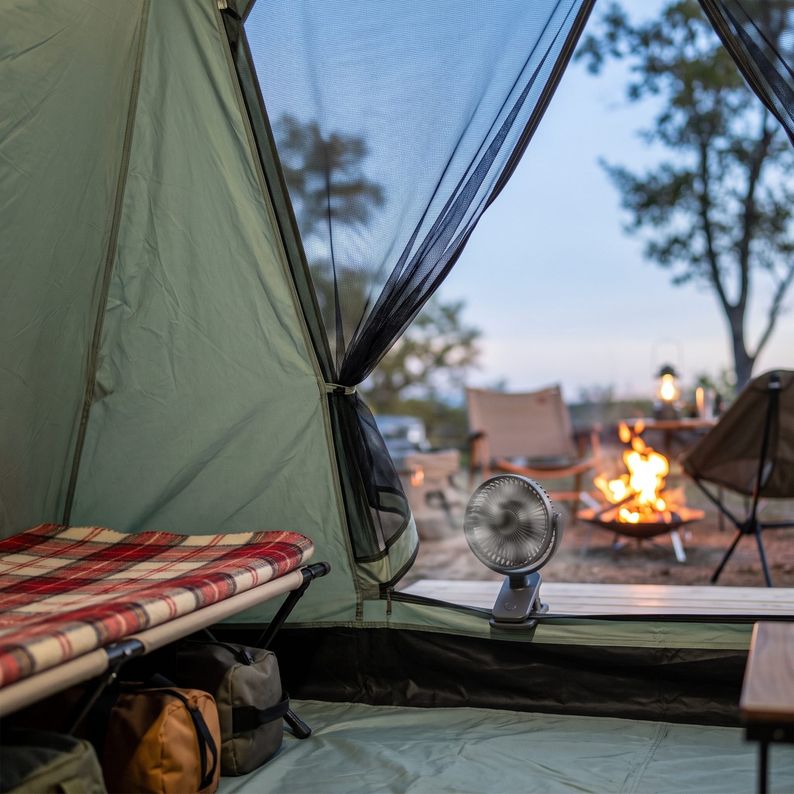 Run a Small Battery Fan Across the Tent Doorway to Deter Mosquitoes