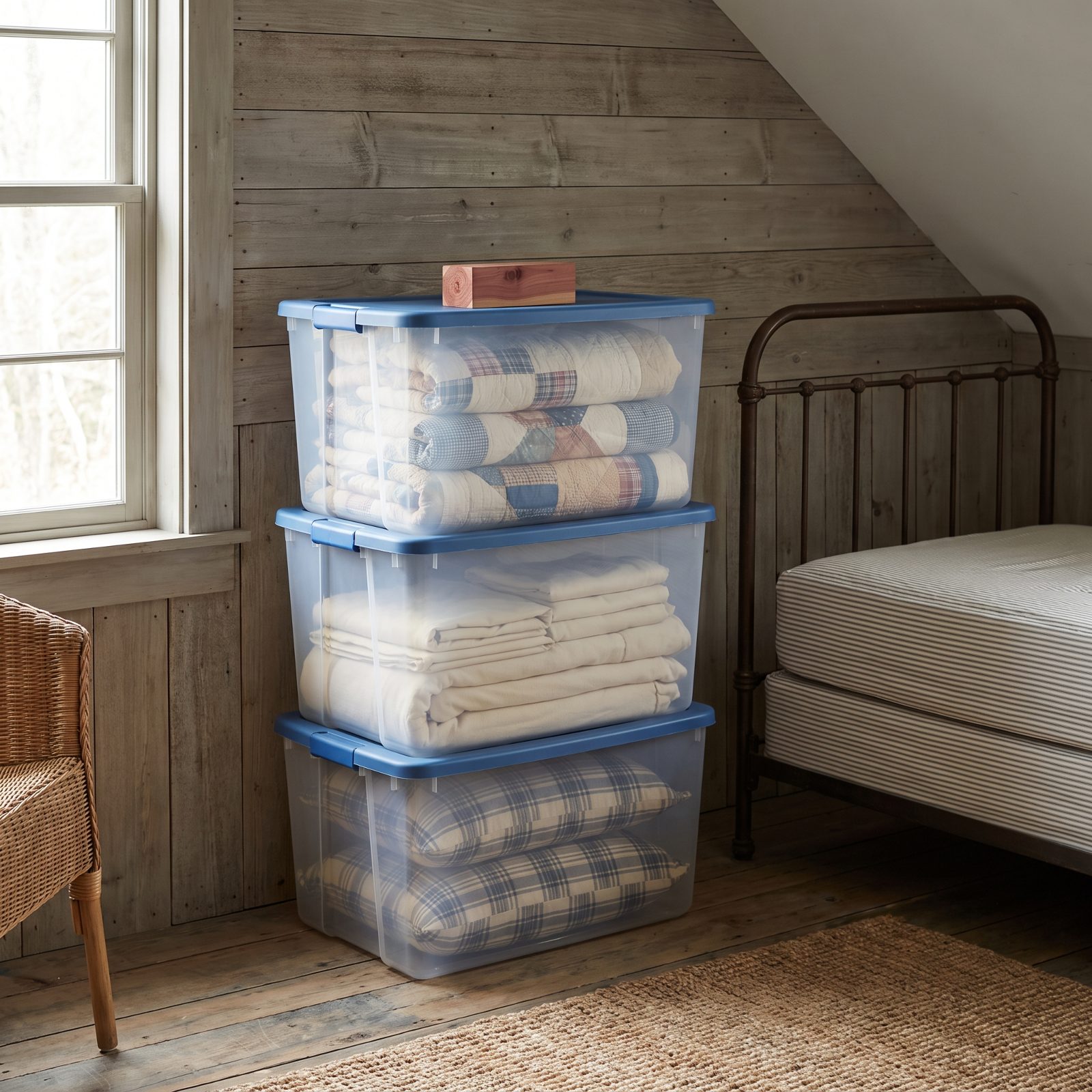 Seal the Bedding in Lidded Totes Between Visits