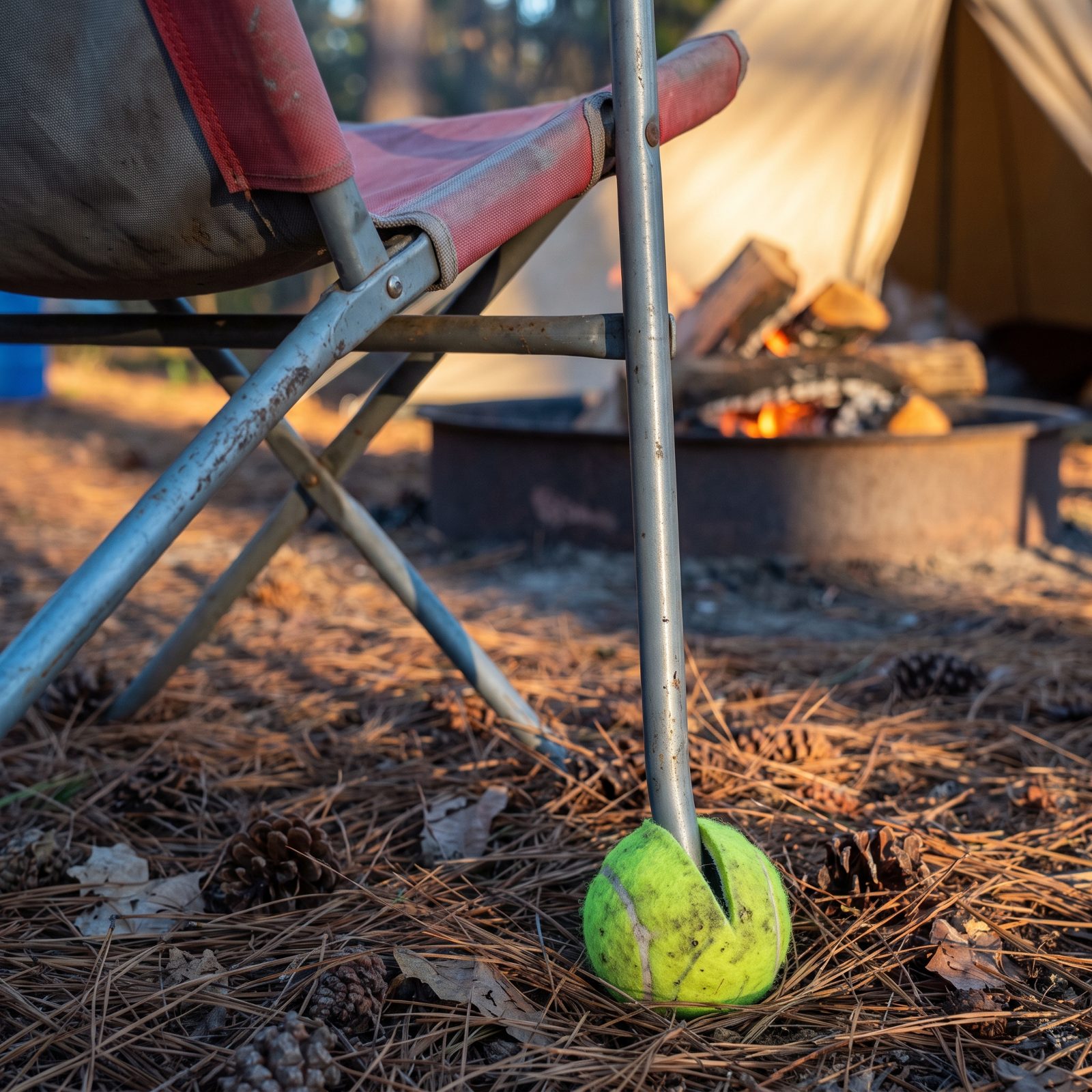 Slit Tennis Balls and Jam Them on Your Camp-Chair Feet