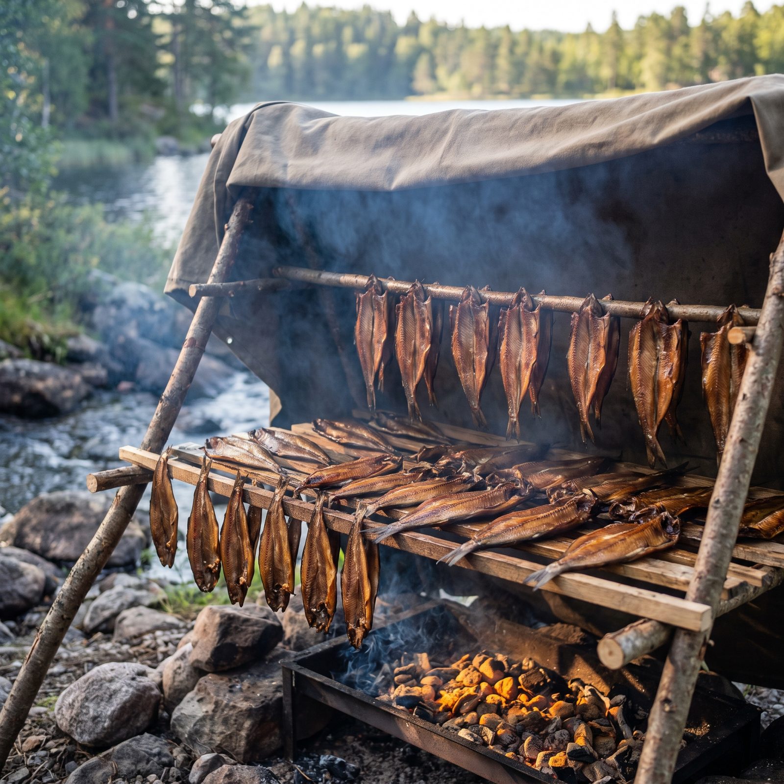 Smoking Fish Over Low Heat So It Keeps