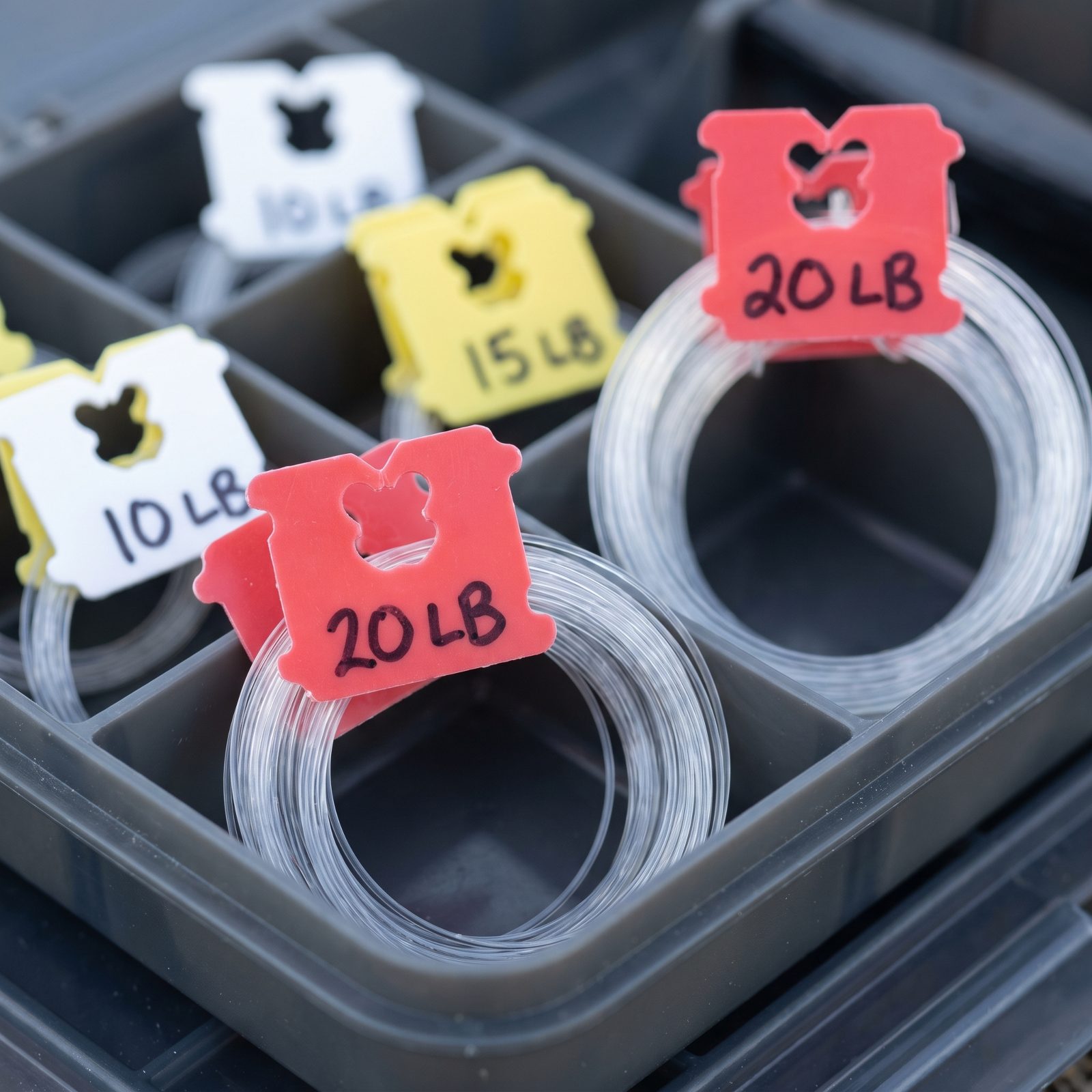 Snap Labeled Bread Tags Onto Leader Coils to Identify Pound Tests Instantly